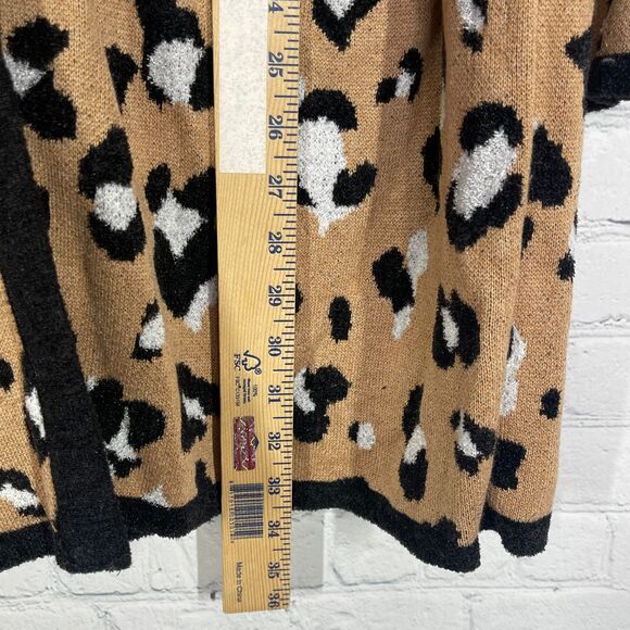Chicos Cardigan Women XL Long Sleeve Chunky Cheetah Long Sweater Duster Cozy - Picture 10 of 12